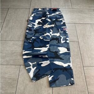 Interstate Blue Camo Cargo Pants Mens Size 30 Wide Leg Streetwear Skate T700